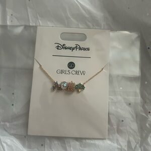 Disney Girls Crew Gold Necklace with Colorful Charms